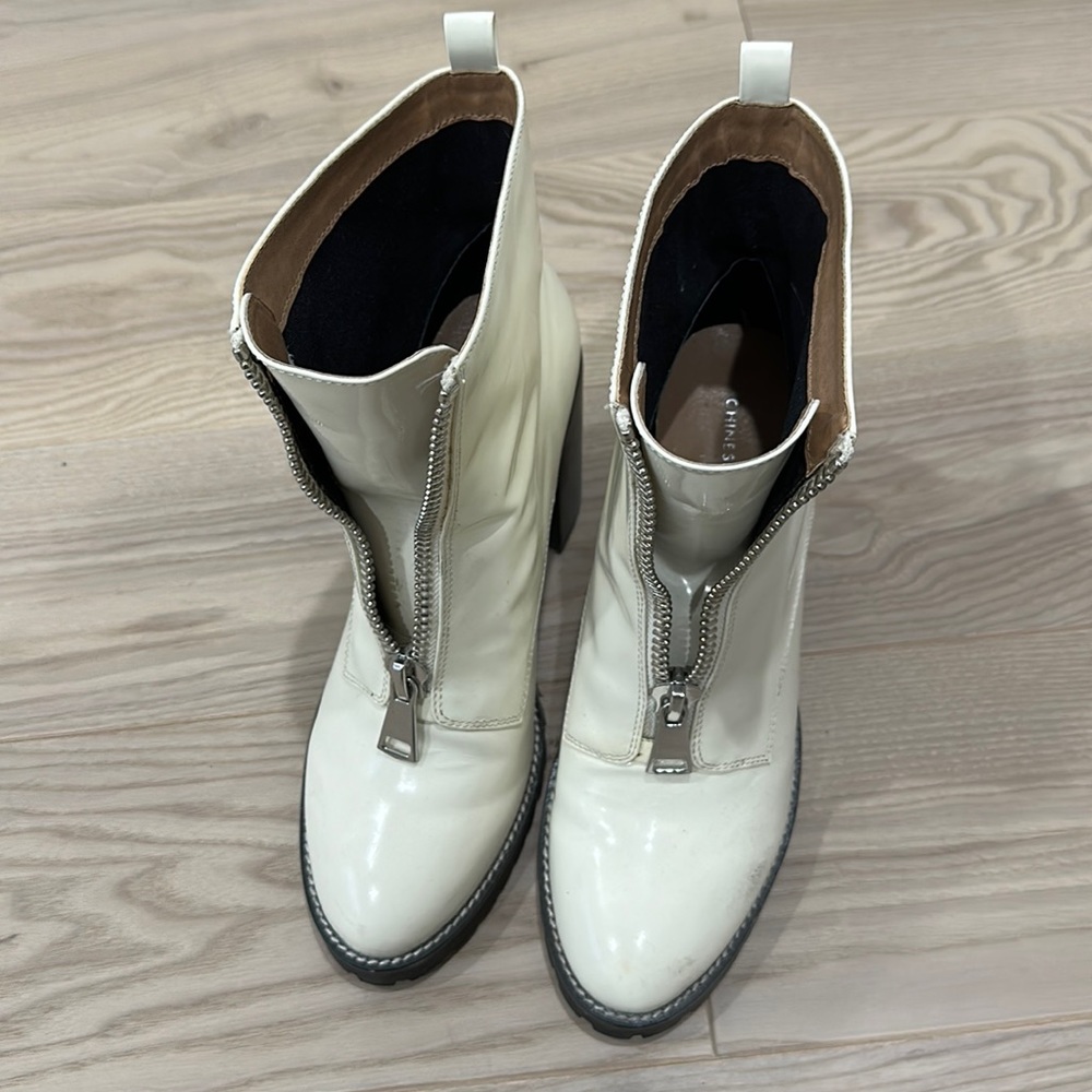 Chinese laundry white heeled booties